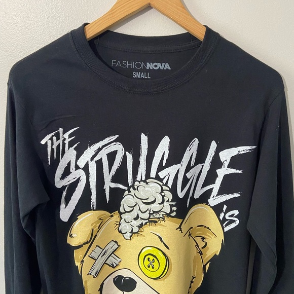 Women’s Teddy Bear Graphic Shirt (Size: S) (Color: Black/White/ Other) - Picture 2 of 4